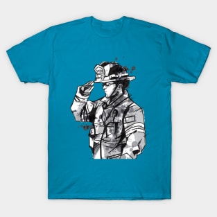 Firefighter in Watercolor Style T-Shirt